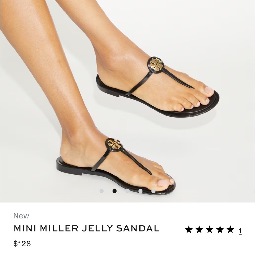 Tory Burch Black Jelly Sandals Sleek T-Strap Design Size 6.5